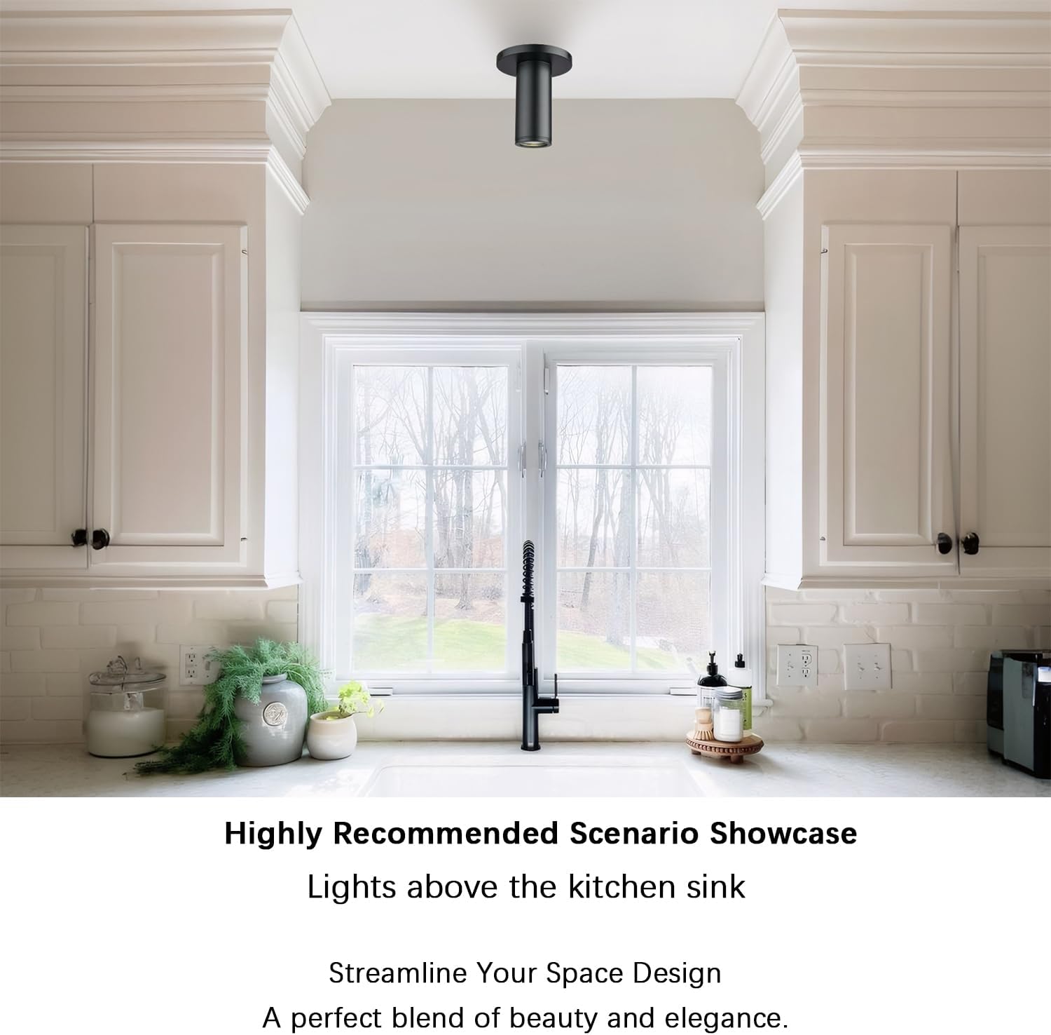 Soft Black Ceiling Light Fixture, Flush Mount LED Dimmable Cylinder Spot Light, Living Room Hallway Kitchen Dining Room Foyer