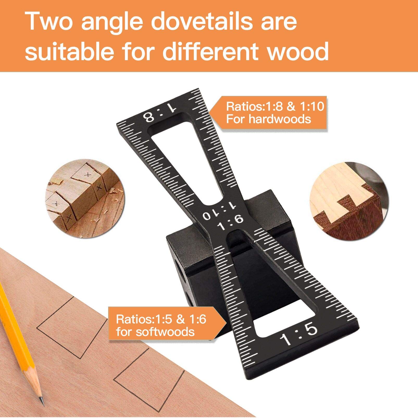 Dovetail Jig Wheel Marking Gauge Plus Set,Micro Ajustador Rueda de corte multifuncional Escribado de carpintería, escalas métricas e imperiales, imperial 1/64 métrica 1mm precisión, marcado de madera
