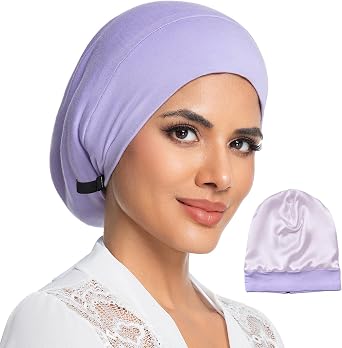 100% Mulberry Silk Lined Bonnet for Sleeping Women - Adjustable Anti-Frizz Curly Hair Wrap for Braids, Natural Hair