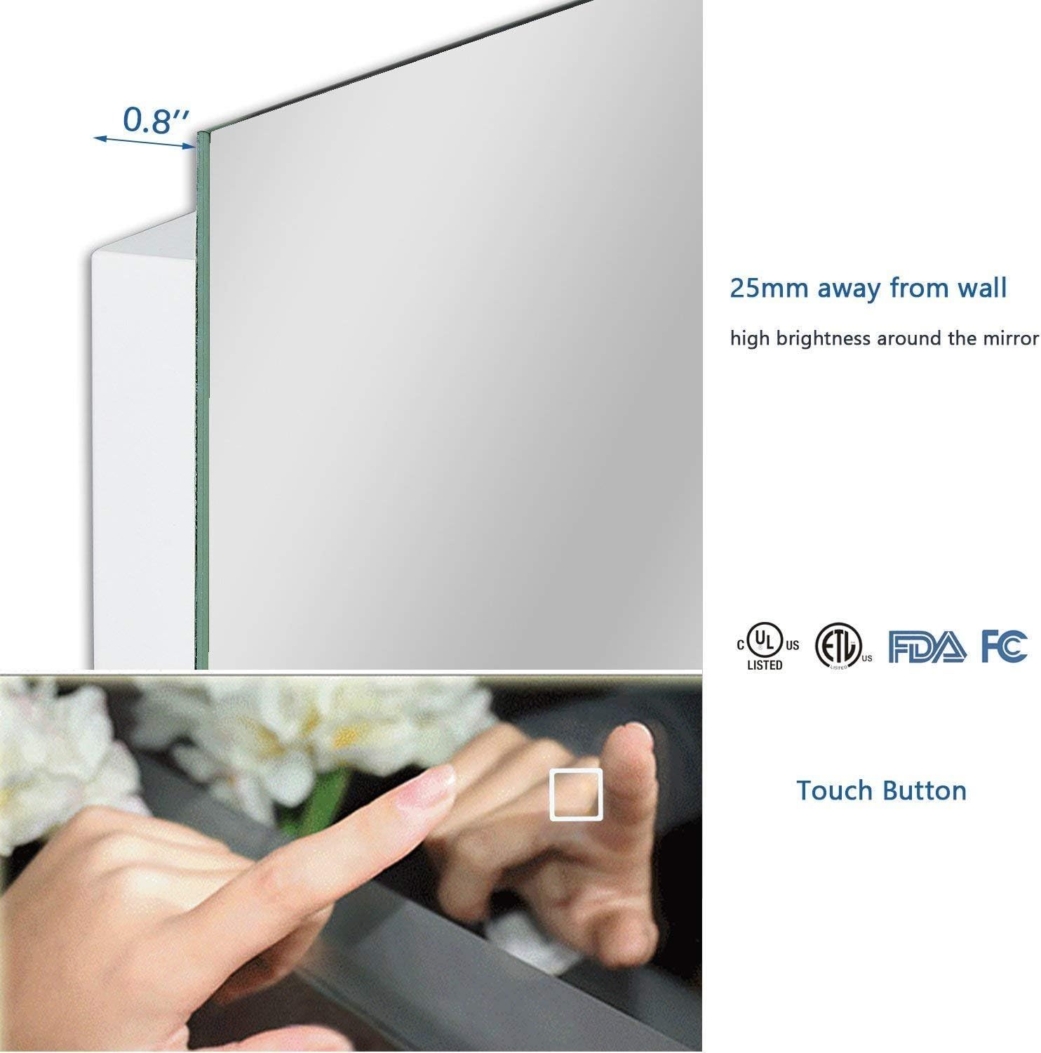 Hans&Alice Large 65inx22in LED Full Length Backlit Mirror- Oversized Rectangle Dressing Mirror with Touch Button