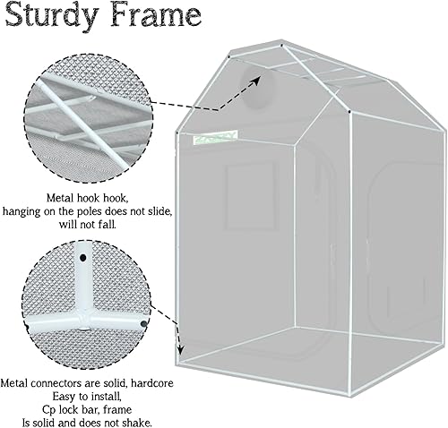 Miniatura 7 de Zazzy Tienda de cultivo de 48 x 48 x 72 pulgadas, tienda de campaña de cultivo de plantas con ventana de observación y bandeja de suelo extraíble