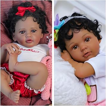 Relistic Baby Dolls Black Girl 20-inch African American Girl, Real Lifelike Dolls with Full Body Vinyl, Newborn Weighted Doll for Ages 3+ Gift