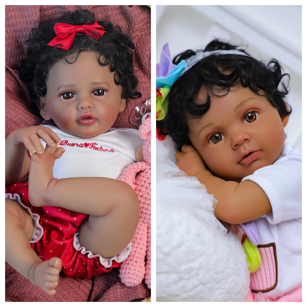 Relistic Baby Dolls Black Girl 20-inch African American Girl, Real Lifelike Dolls with Full Body Vinyl, Newborn Weighted Doll for Ages 3+ Gift