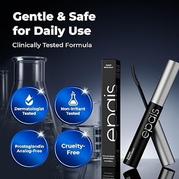 Epais Eyelash Black Tinted Serum, 2-in-1 Lash Growth Enhancer and Tinting Treatment, 7 Peptides and Biotin Formula for Longer Thicker Lashes, Charcoal-Based Black Food Complex, Korean Lash Care