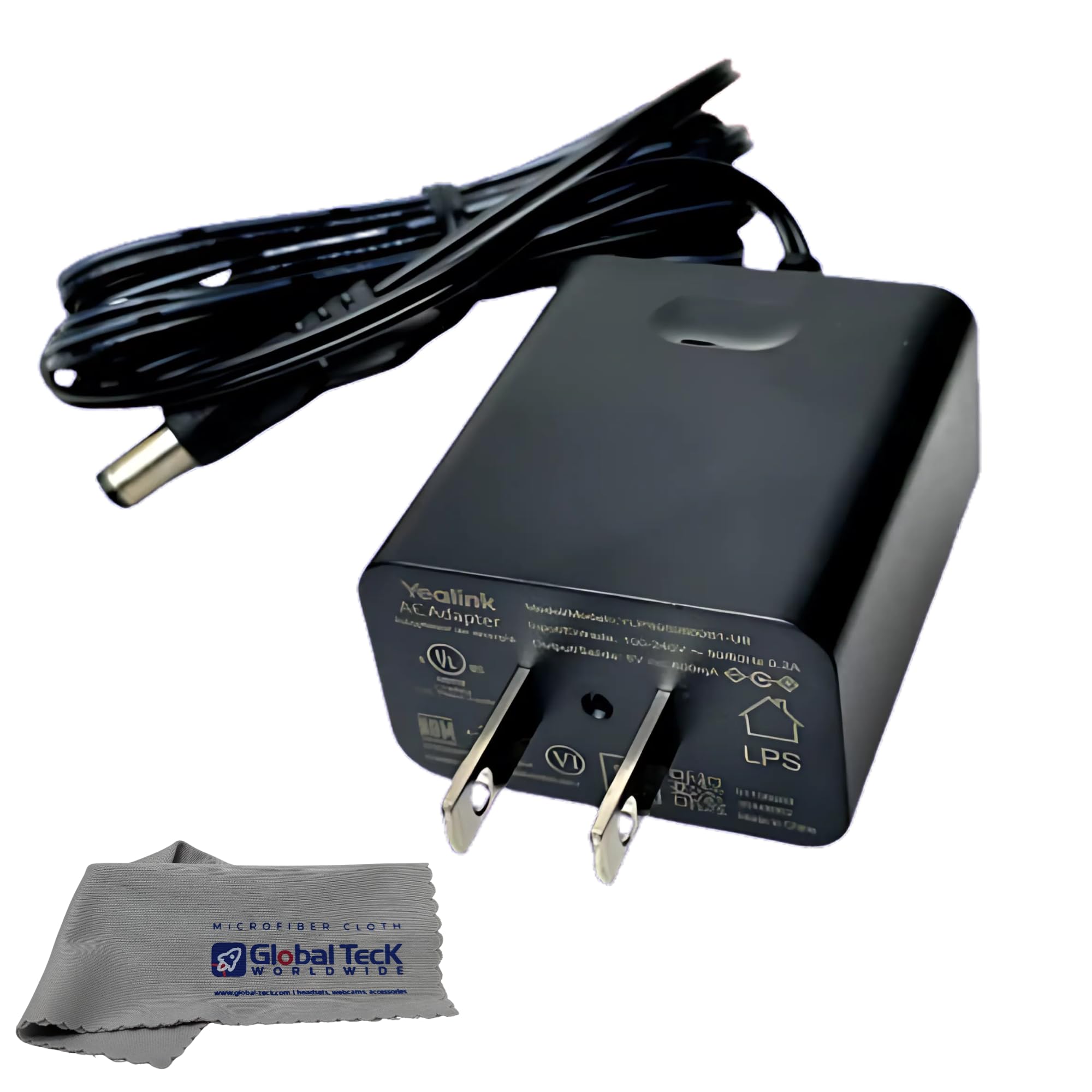 Yealink PS5V2000US Phone Power Supply, for Yealink IP Phones SIP-T29G, T46S T48S,T58A, T58-CAM,T54W, T57W, MP54, MP56 for Teams, GTW Microfiber Cloth-image-2