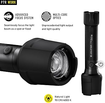 Ledlenser P17R Core Flashlight, 560m Beam, 1200 Lumen Boost, Advanced Focus | 8 Programmable Modes, One-Hand Flood to Spot & Beam Lock, Magnetic Wall Storage, For Search, Patrol & Emergency Use