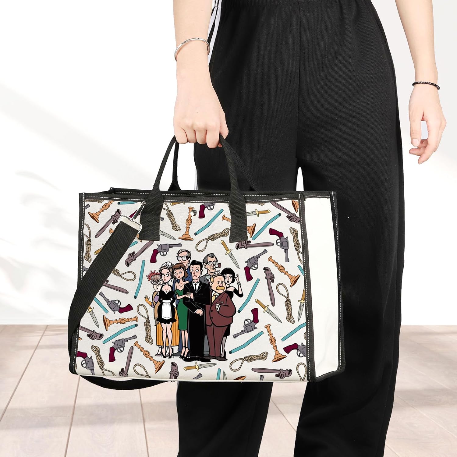 JNIAP Mystery Movie Makeup Bag Mystery Movie Gifts Mystery Weapon Gift White & Peacock & Scarlet & Green & Mustard Zipper Bag