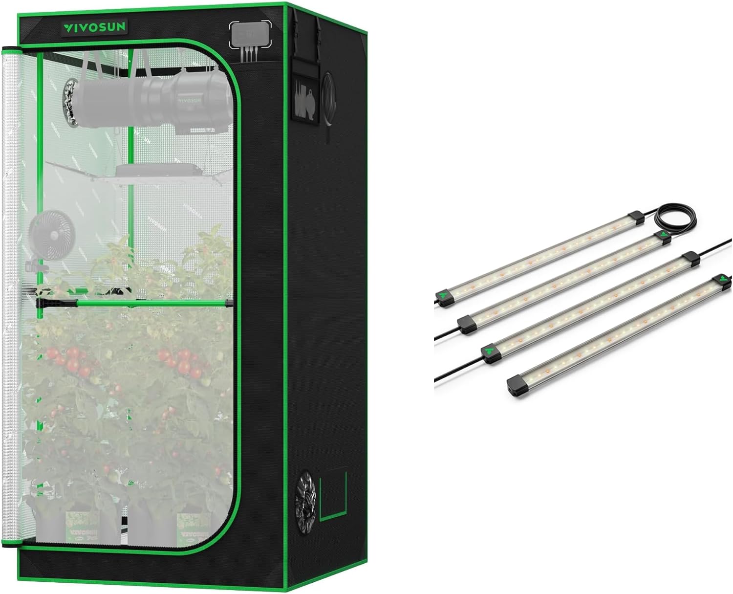 VIVOSUN P336 36"×36"×72" PRO Grow Tent and Lumaray LED Grow Light Bars 16”(4-Bar), Full Spectrum Side Lighting with 60% Red Light up to 25% Yields for Grow Tents