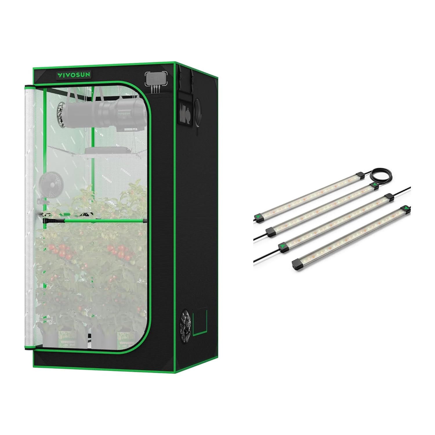 VIVOSUN P336 36 36 72 PRO Grow Tent and Lumaray LED Grow Light Bars 16 4-Bar Full Spectrum