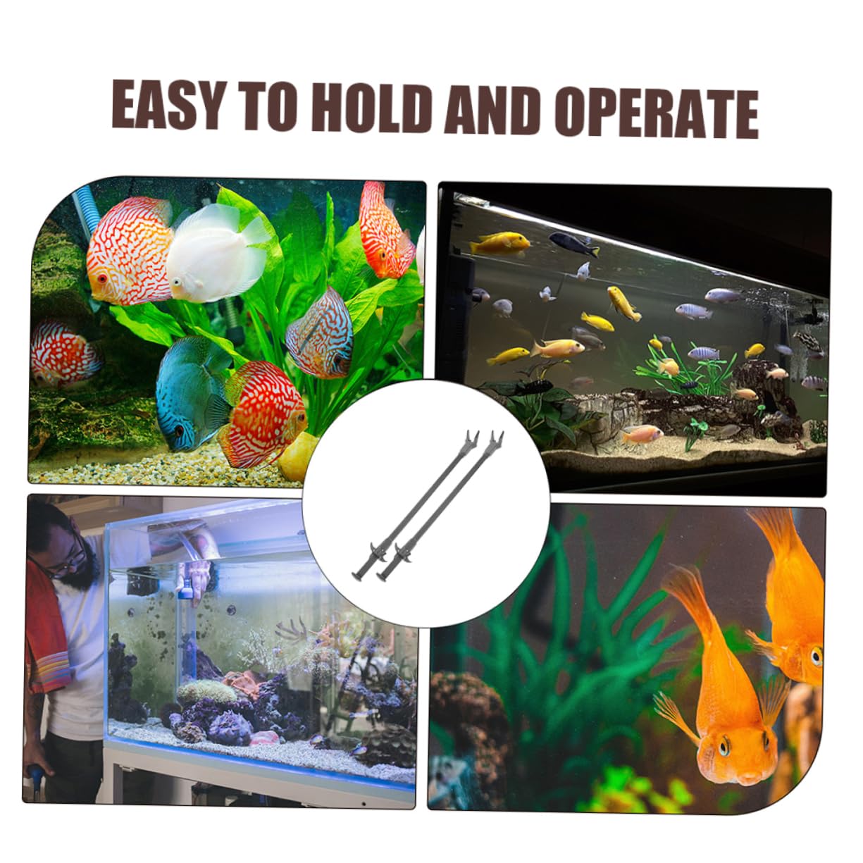 BESPORTBLE Lot de 2 pinces à plantes aquatiques - Accessoires d'aquarium - Pince en plastique - Avec outil de plantation d'aquarium - Gris foncé
