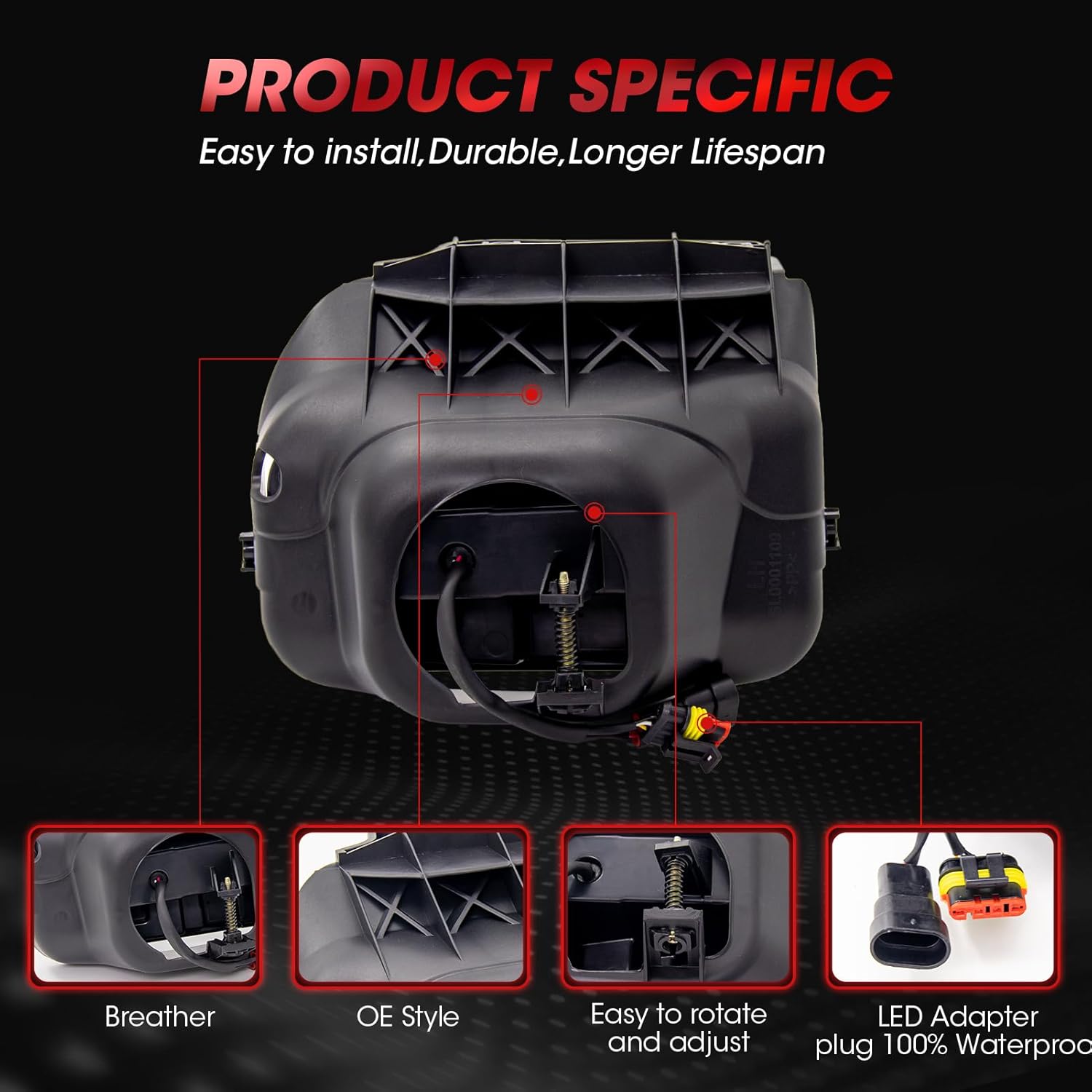 New Version LED Fog Light Replacement For 2003-2007 Chevy Silverado 1500 2500 3500/2002-2006 Chevy Avalanche LED Fog Lamps 1 Pair(Black Housing with Clear Lens)