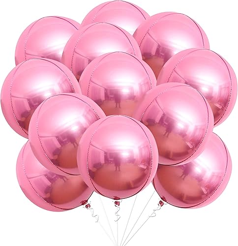 Miniatura 10 de KatchOn, Globos rojos metálicos grandes de 22 pulgadas, paquete de 12, globos de aluminio rojo, globos metálicos rojos de esfera 4D de 360 grados