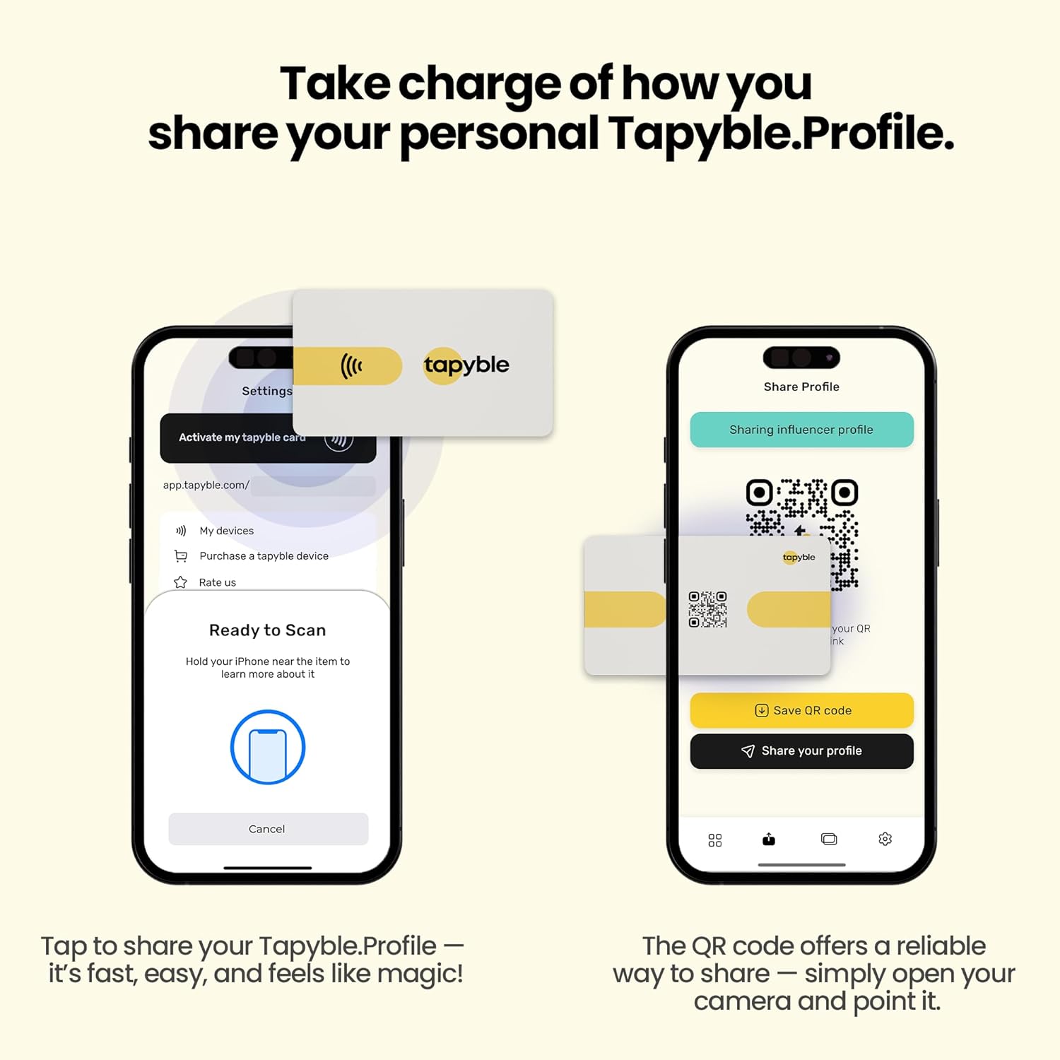NFC Smart Business Card for Influencers - Tap to Share Social Media, Contacts & Links Instantly - Contactless Networking for Influencers, Content Creators & Professionals (Yellow)