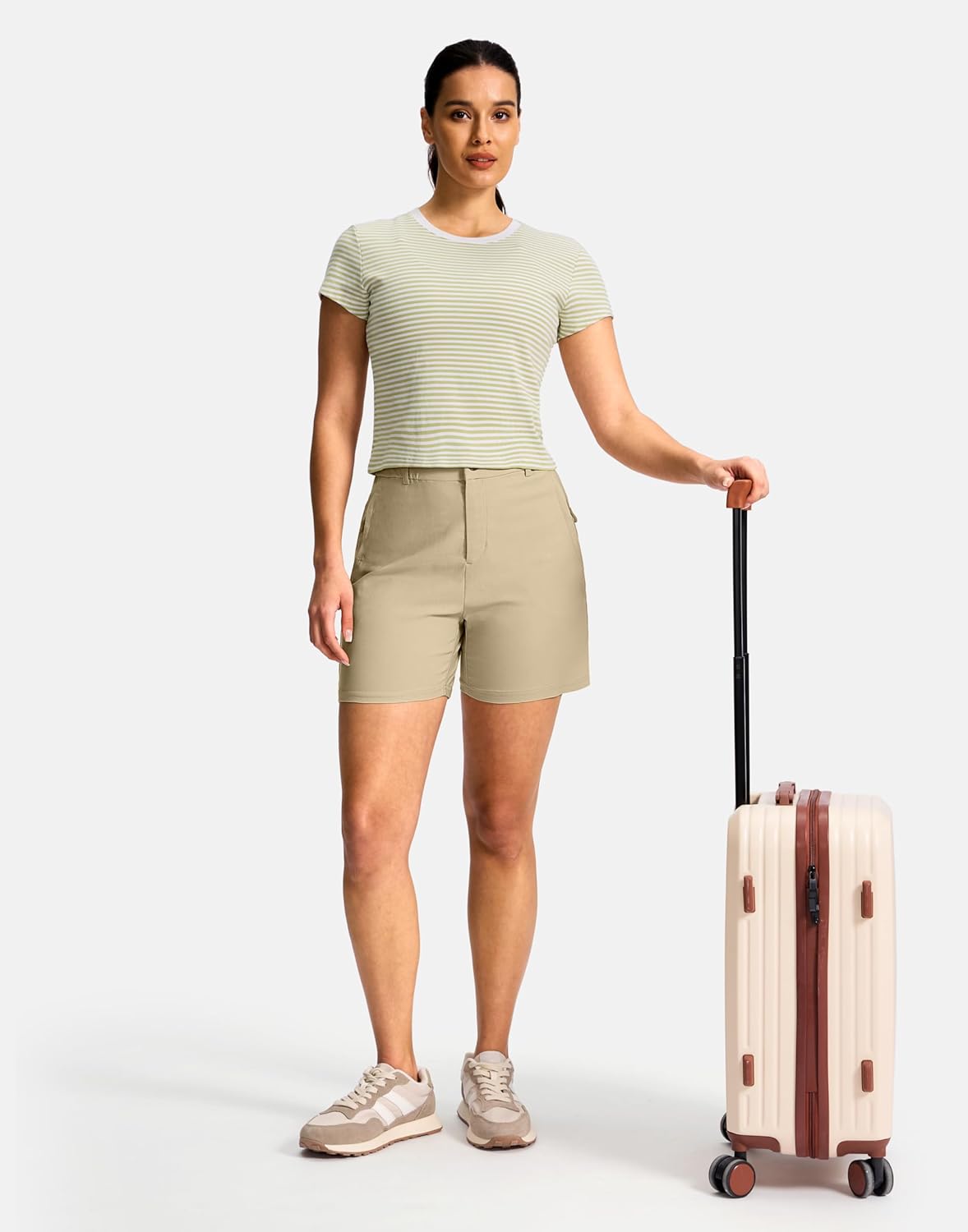 SANTINY Women's 5"/7" Hiking Golf Shorts with 3 Pockets Stretch Quick Dry Outdoor Travel Work Shorts for Women Casual Summer