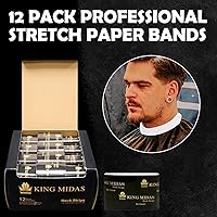 Vista 5 de King Midas Empire Neck Bandas de papel elásticas profesionales – Paquete de 12 accesorios desechables para corte y peinado para salones y barberos
