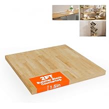 Solid Wood Butcher Block Countertop - 2FT Unfinished Birch Slab Counter Top Wooden Table Top for DIY Kitchen Island, Workbench, Washer Dryer, Coffee Bar Table 2ft, 25"x24"x1.5"