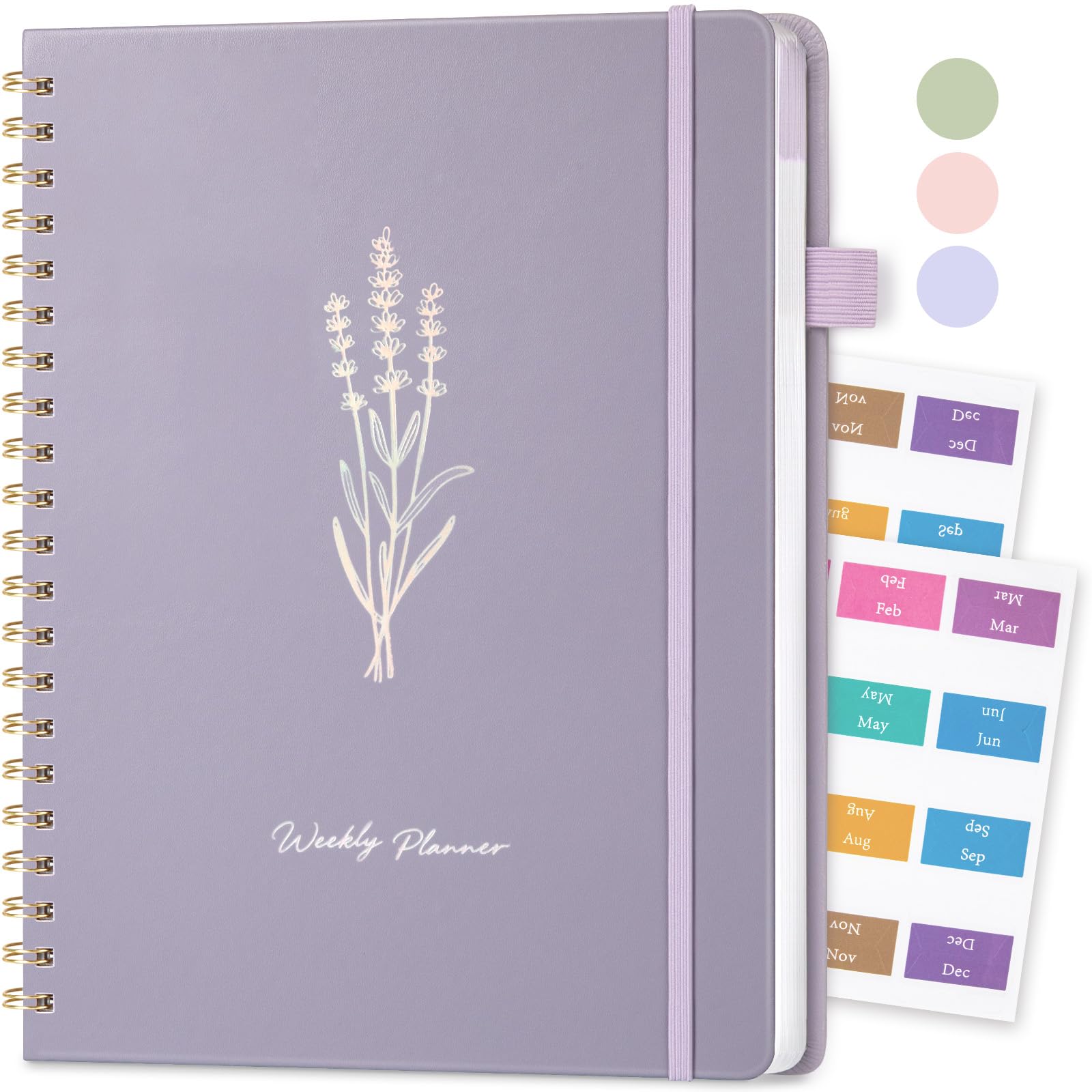 Umriox Undated Planner - A4 Weekly Planner Notebook,Weekly Journals for Study,Work,Fitness,52 Weeks Planning with 24 Self-Adhesive Tabs, Hardcover- Purple