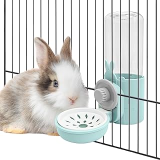kathson Rabbit Water Dispenser for Cage 17 Oz Hanging Guinea Pig Water Bottle No Drip Gravity Automatic Bunny Water Bottle No Leak Small Animal Water Bottle for Chinchilla Ferret Hamster(Light Blue)