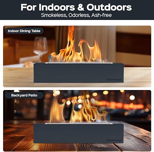 Miniatura 3 de Hoguera de mesa, hoguera de mesa para interiores y exteriores, rectangular de etanol sin humo, fogata portátil de escritorio, cuenco de hormigón,