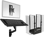 VIVO Sit-Stand 17 to 32 inch Single Monitor Wall Mount with Pneumatic Arm Keyboard Tray Combo, Height Adjustable, Max VESA 100x100mm, Black, Mount-VWKB1