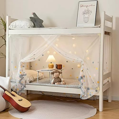 Vista 84 de 4 postes esquineros para dormitorio de estudiantes, litera, mosquitera, mosquitera, cortinas de cama para estudiantes, dormitorio, escuela