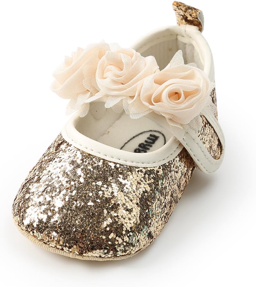 RVROVIC Baby Girl Moccasins Princess Sparkly Premium Lightweight Soft Sole Prewalker Toddler Shoes