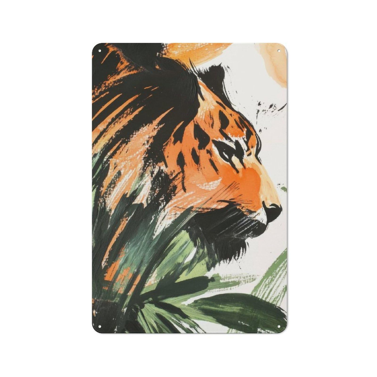 Junmoney Tiger In Jungle Metal Wall Sign 30X20cm Featuring For Bar Or Restaurant, For Vintage Wall Decor Fans, For Themed Room Decoration