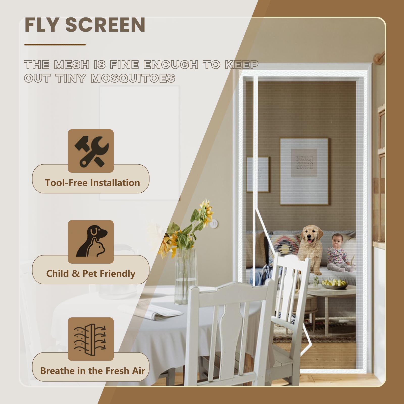 MAGICDOOR Zanzariera Magnetica Vetroresina 110x230cm, Apertura Laterale Zanzariere Magnetiche per Porte Finestre Maglia Fine Magnete Potente Tenda Zanzariera Porta per Soggiorno Patio Cucina-Bianco