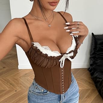 Going Out Crop Tops for Women Spaghetti Strap Bustier Corset Tops Summer Y2k Teen Girls Fashion Trendy