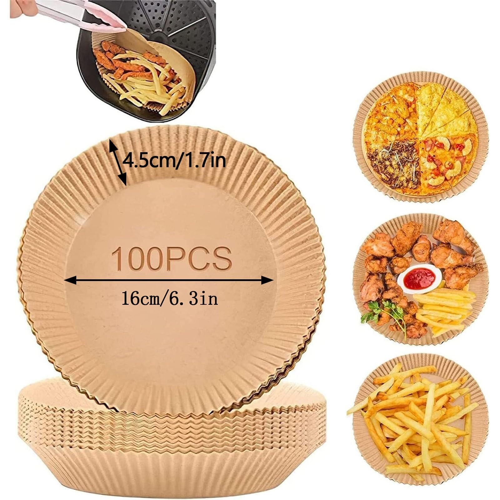 Papier Cuisson Air Fryer, 100 Pièces Parchemin Résistant À L