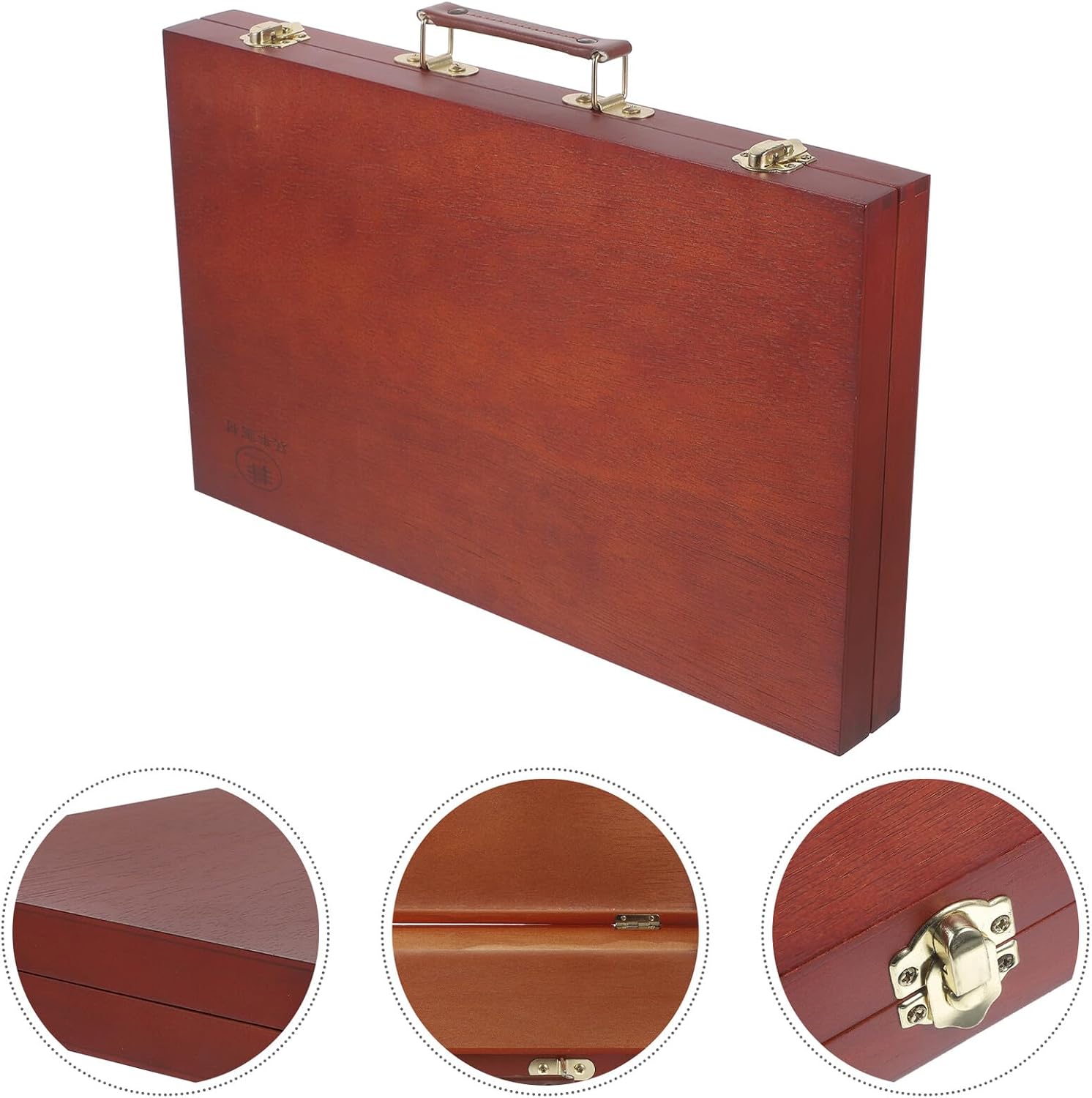 LIFKOME Portable Wooden Painting Tool Box with Locking Clasps Lightweight European-Style Pigment Storage Case for Acrylics Brushes and Art Supplies Compact Handheld Oil Paint Storage
