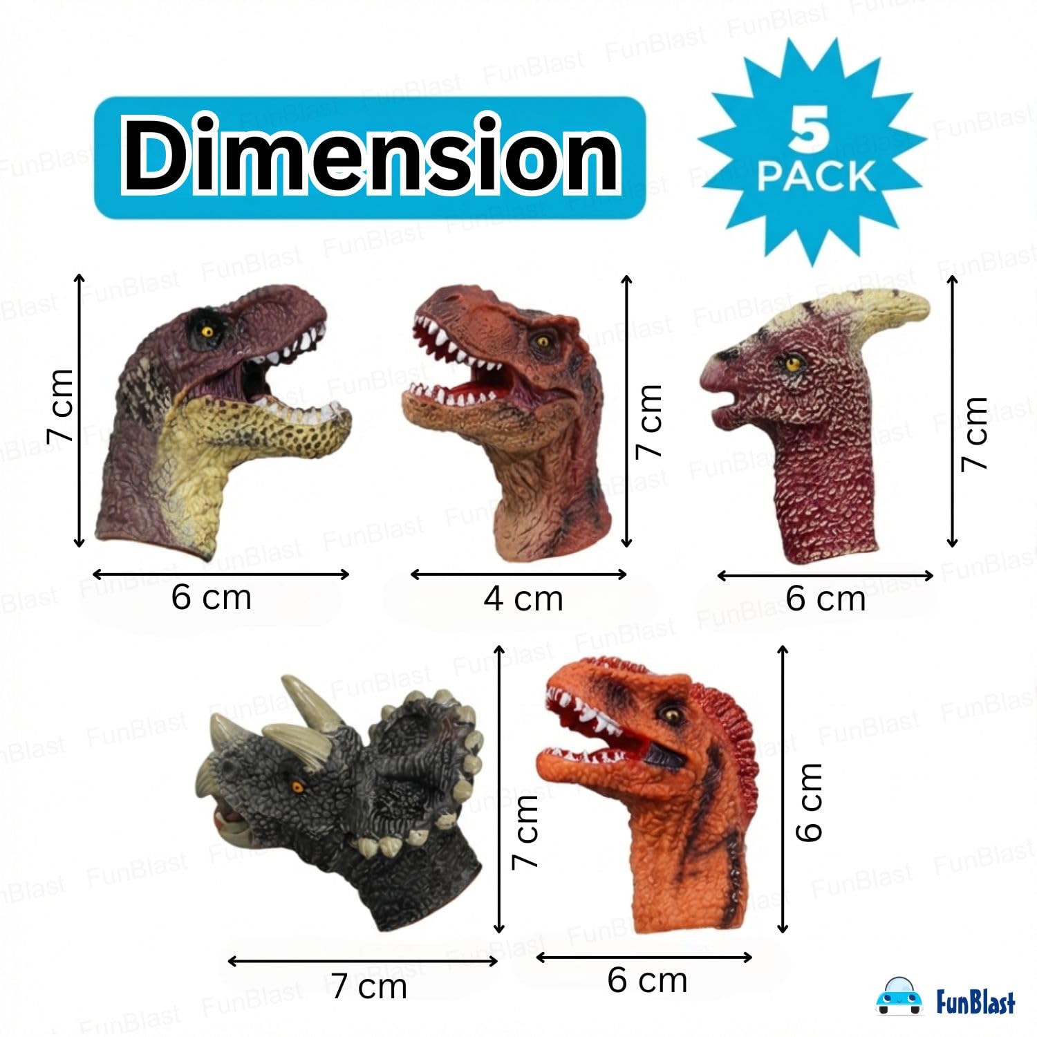 FunBlast Finger Puppets Toys for Kids – Pack of 5 Rubber Animal Puppets Toys for Toddlers, Washable Finger Puppets for Toddlers, Colorful Storytelling Puppet Toy Kids – Random Design (Family)