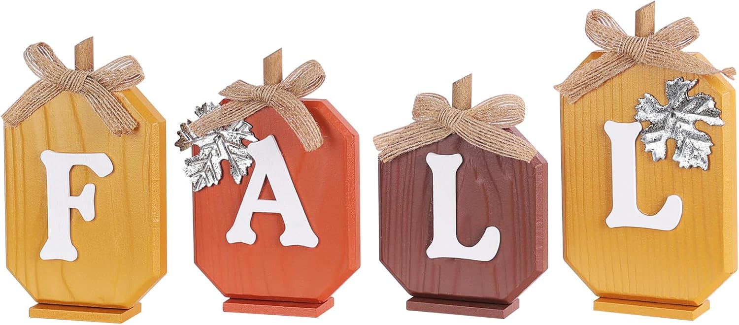 Pumpkin wood sign, fall home decorations, Thanksgiving decor, autumn themed wooden block set