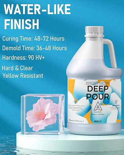 Miniatura 2 de INCLY Kit de resina epoxi de vertido profundo de 0.75 galones, alto brillo y sin burbujas, resina epoxi de 2 a 4 pulgadas de profundidad,
