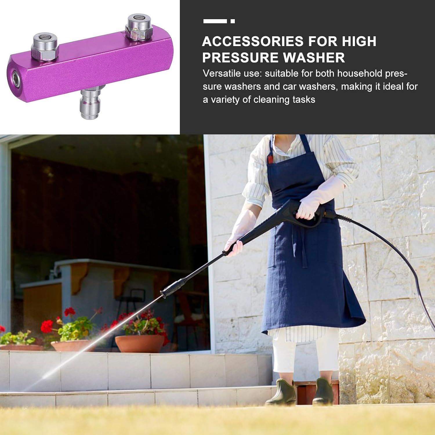 Didiseaon Pressure Washer Dual Head Nozzle with Quick Connect 1/4 Inch Aluminum Alloy, Leakproof Performance and Dual Nozzle Design for Car Wash and Versatile Use