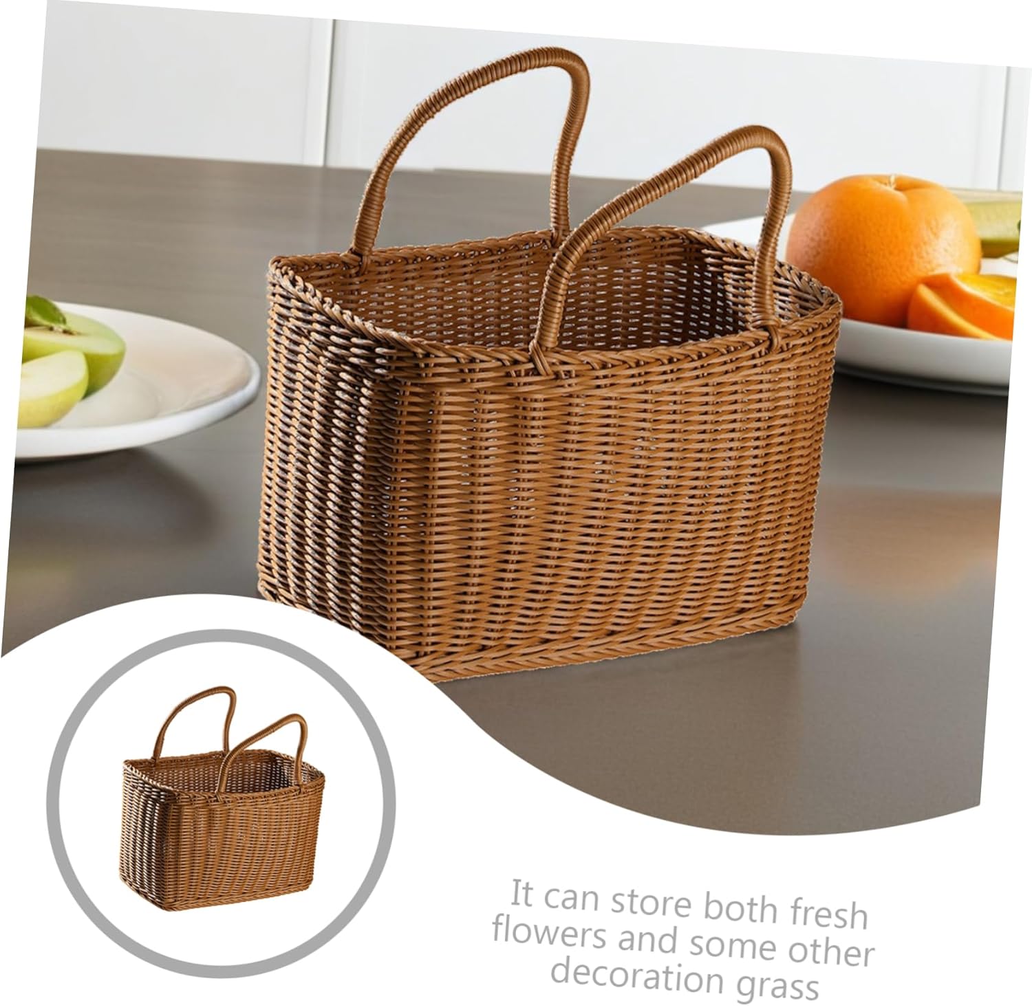 Natural Woven Decorative Basket Handcrafted for Flower Arrangements Fruit and Vegetable Storage Multifunctional Household Container for Home and Wedding Decor Material