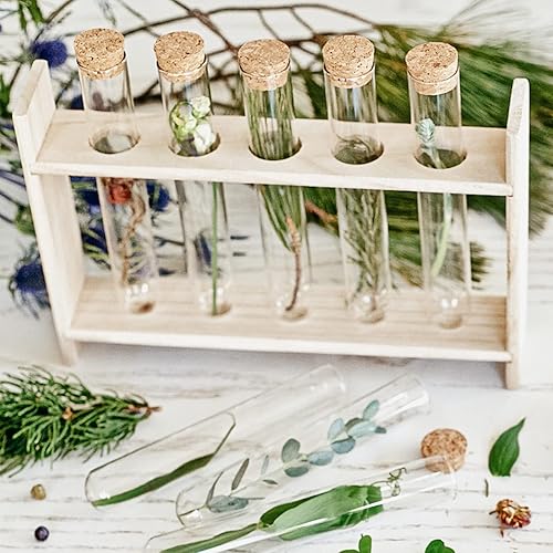 Miniatura 8 de 60 tubos de ensayo de plástico de 0.787 x 5.906 in con tapones de corcho, tubos de sal de baño transparentes de 1.2 fl oz, tubos de caramelo de