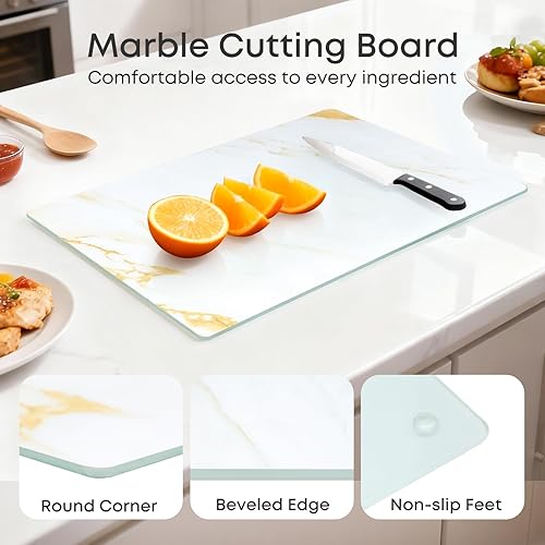 Vista 14 de Murrey Home Juego de tablas de cortar de vidrio para encimera de cocina, tablas de cortar de vidrio templado, aptas para lavavajillas, pequeña