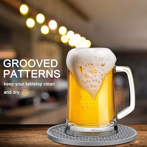 Miniatura 10 de Posavasos para bebidas, 8 piezas con soporte, posavasos de silicona para protección de mesa, resistentes al calor y antideslizantes, posavasos