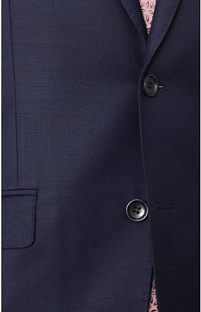 Arthur Black Mens Slim Fit Two Button 100% Wool Wrinkle Resistant Suit - Solid Navy