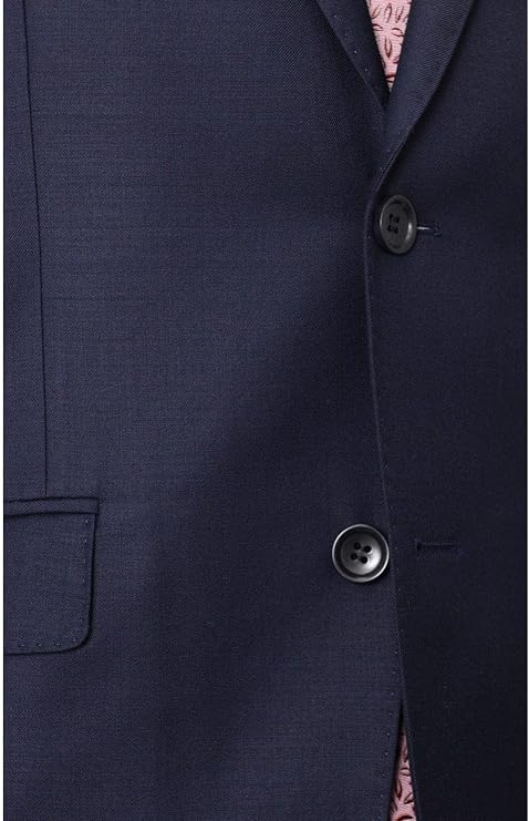 Arthur Black Mens Slim Fit Two Button 100% Wool Wrinkle Resistant Suit - Solid Navy