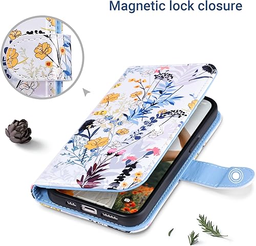 Miniatura 5 de ULAK Funda compatible con iPhone 14 Pro tipo cartera con tarjetero, funda protectora de piel sintética con diseño floral para mujer, con función