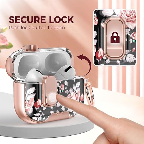 Miniatura 3 de for AirPods Pro 3 Case 2025 3rd Generation with Cleaner Kit,Black Rose Protective Cover with LockStand Compatible with Apple New Air Podspro3,Cute