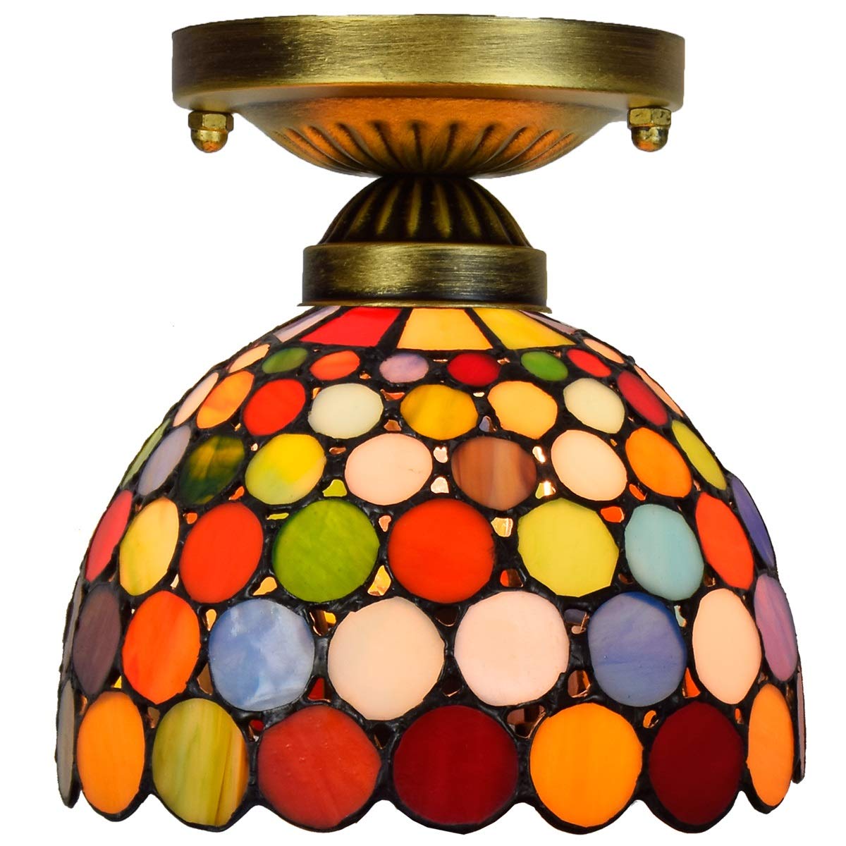 Plafonnier Tiffany 20cm, luminaire de plafond en vitrail d'art