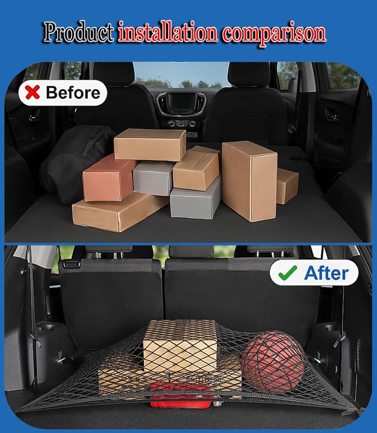 Auto Rete Bagagliaio per Land Rover Evoque Cabriolet 2016-2026 | Elastica Rete Portaoggetti Estensibile Bagagli Organizer Stoccaggio Rete,A-80*60cm