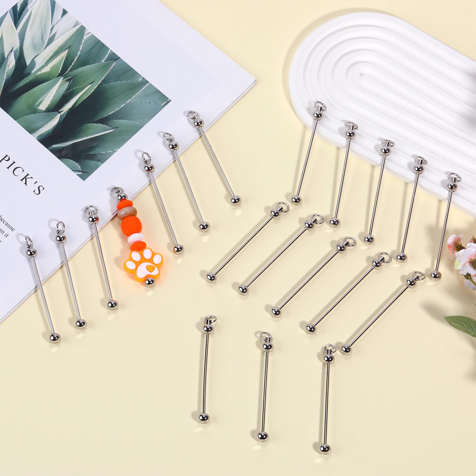 SUNNYCLUE 1 Boîte De 20 Barres De Porte Clés Perlées à Faire Soi Même Kit De