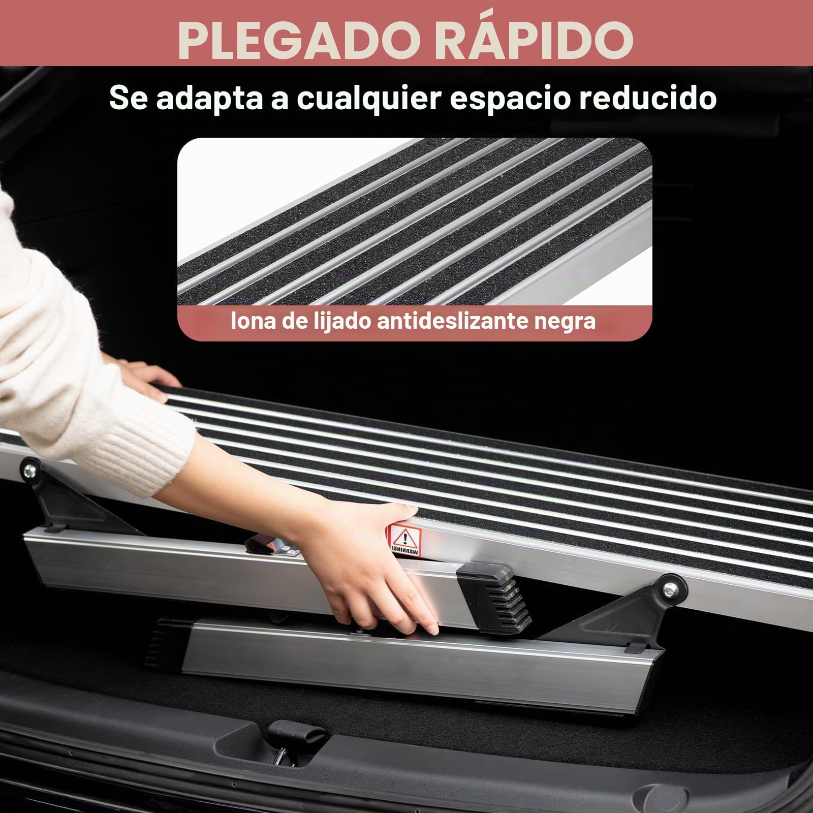 XinSunho Plataforma de trabajo de aluminio, escalera plegable, capacidad de 150 kg, banda de rodadura antideslizante, ideal para el hogar y el taller