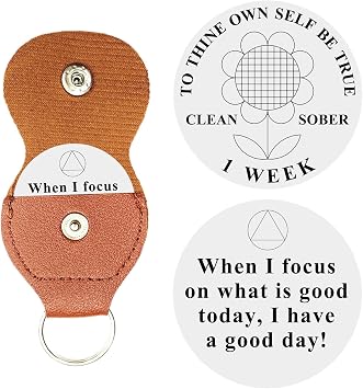 1 Week Sobriety Chips, 7 Days to Thine Own Self Be True Sobriety Coin Sunflower One Week AA Medallion Chips - AA Recovery Coin NA Token forRecovery Sober Gifts