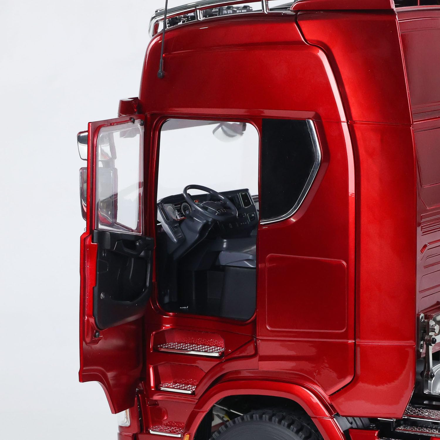 wheelfun 1/14 6X6 RC Traktor LKW Metall Chassis Differentialschloss Achsen Licht Sound System Fernbedienung Auto 2-Gang-Getriebe Hobby Grade Modell (Burgundy)