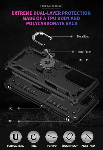 Miniatura 5 de Funda para OnePlus 9 (no compatible con 9 Pro con 2 unidades Protector de pantalla de vidrio templado, para OnePlus 9 5G Heavy Duty Armor Grado
